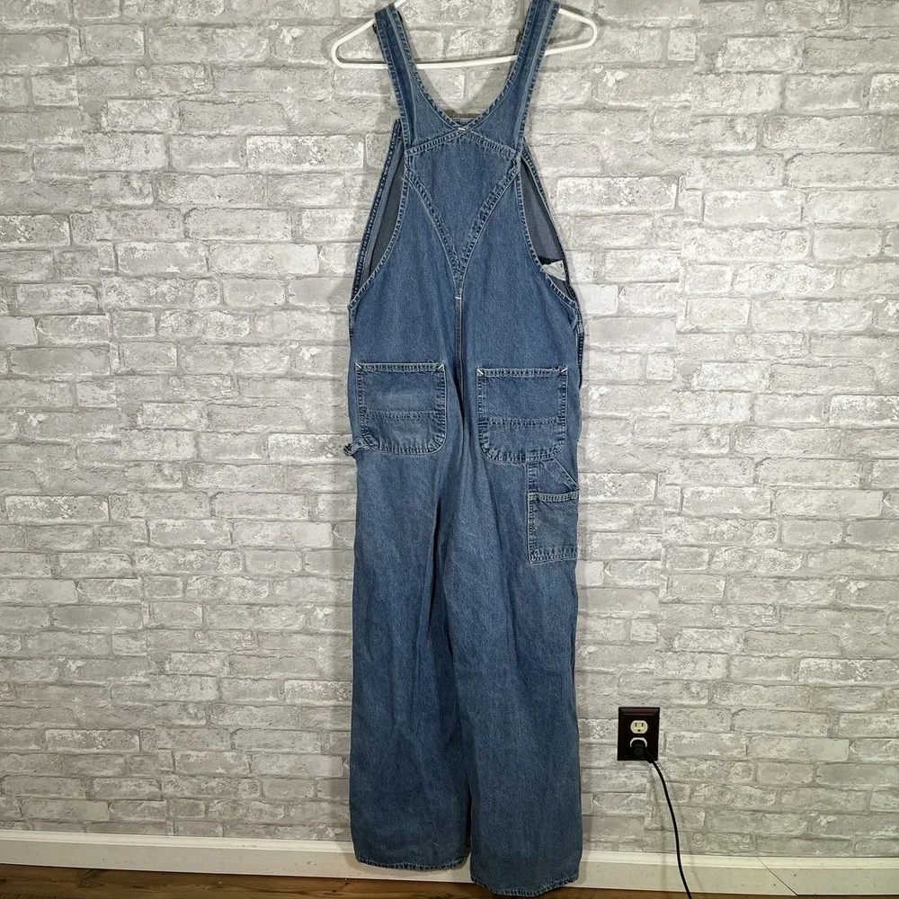Vintage 90s Carhartt Denim Overalls BU2898 USA Made Workwear 34x34 Distressed